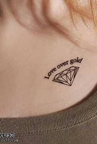Diamond love English tattoo pattern