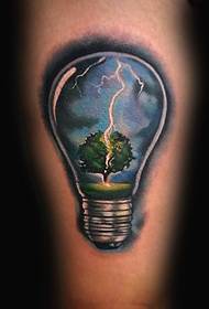 Modello di tatuaggio realistico della lampadina in stile realistico