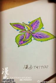 Зображення рукопису татуювання кольором листя татуювання