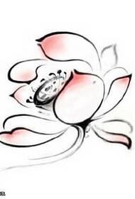 Manuskrip pienk lotus tattoo patroon