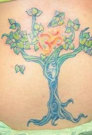 Талия, оцветена с голямо дърво, татуировка модел