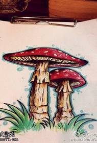 Image manuscrite de tatouage de champignon coloré