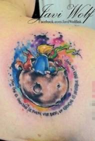 A nena pintou o planeta de material inglés e fotos de tatuajes de príncipe pequeno