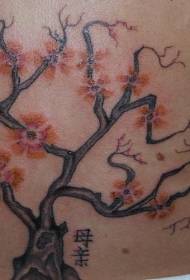 Patrón de tatuaje con cártamo en el árbol de color posterior
