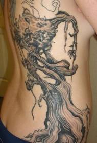 Tatuagem de cintura na árvore da vida marrom escuro