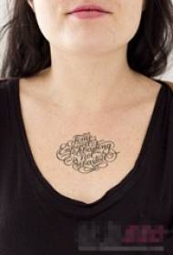 Девушка шея черная абстрактная линия английское слово тату изображение