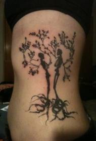 Motivo tatuaggio eucalipto nero a coste laterali