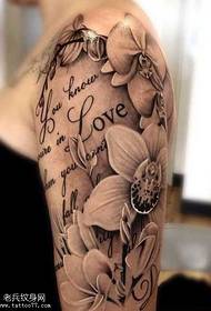 Flor del brazo, tatuaje inglés, patrón