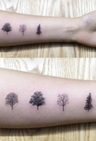 Gadis lengan pada sketsa hitam abu-abu kreatif lucu elemen hutan pola gambar tato kecil