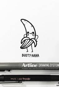 Sarjakuva söpö banaani tatuointi malli käsikirjoitus