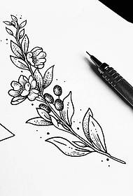 Modello manoscritto piccola linea di fiori freschi