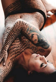 Dazzling English alphabet full body tattoo