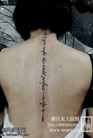 Small fresh English tattoo on the back
