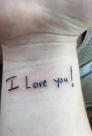 Seuns pols op swart eenvoudige lyn kreatiewe Engelse kort sin tattoo foto
