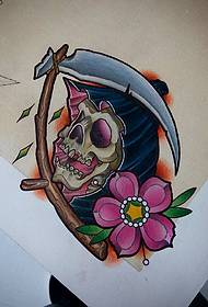 Schoo död blomma färg tatuering mönster manuskript
