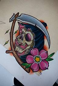 Schoo death flower color tattoo pattern manuscript