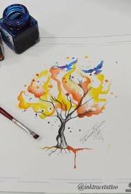 Manoscritto di modello di tatuaggio di albero di inchiostro europeo e americano