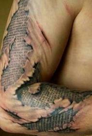 Arm 3D gescheurde Engelse tattoo-patroon