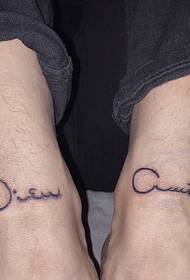 Personalized English tattoo on both feet