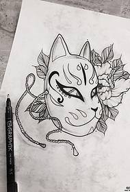 ヨーロッパとアメリカの猫マスク花人格タトゥーパターン原稿