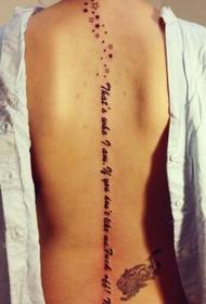 Girl back fashion five-pointed star tattoo pattern