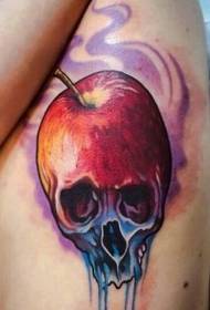 Spersonalizowana kolorowa czaszka jabłka w połączeniu z wzorem tatuażu