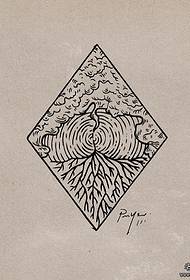 Manoscritto del modello del tatuaggio dell'albero di linee geometriche semplici