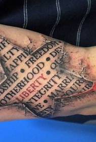 Алатка со пет starвездички англиски тетоважа