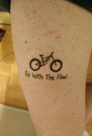 Muslos de colegiala en líneas simples geométricas negras Inglés y fotos de tatuajes de bicicletas
