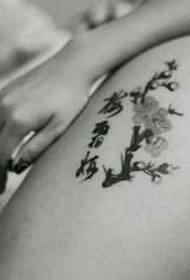Patrón de tatuaje de personaje de ciruela de pierna