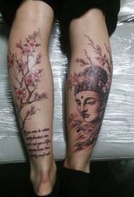 Warna leg, patung Buddha sareng tattoo peach