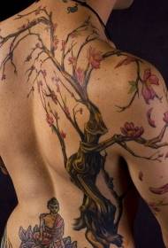Čerešňový kvet strom a tetovanie Budha