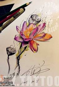 Manuscript small lotus tattoo pattern