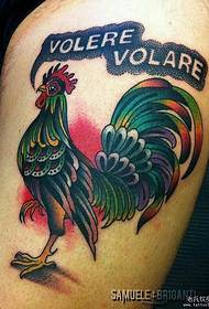 Modèle de tatouage alphabet anglais de coq de couleur de l'école européenne et américaine