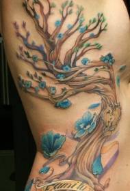 Modello di tatuaggio di personalità dell'albero genealogico in fiore dipinto