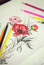 Manuscrit patró de tatuatge floral pintat