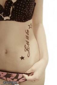 Modèle de tatouage anglais cinq étoiles de l'abdomen