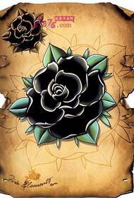Juodos rožės tatuiruotės rankraštinis paveikslėlis
