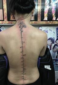 Model de tatuaj în limba engleză a coloanei vertebrale pentru femei
