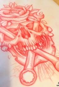 Europski i američki lubanja cvjetni ključ rukopis uzorak tetovaža