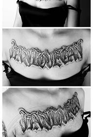 Corak tatu surat gothic gadis sejuk dada