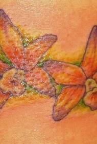Modèle de tatouage jaune orchidée de couleur épaule