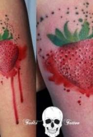 Buah Tatu Gambar Segar Kecil Sweet and Sour Fresh Strawberry Tattoo Pattern