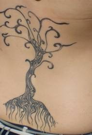 Čierna tribal strom späť tetovanie vzor