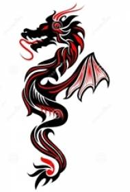 червен и черен скица творчески класически доминиращ ръкопис на татуировка на дракон