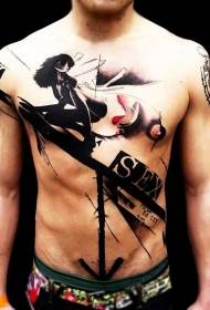 pwatrin ak vant fantasy koulè fanm ak flèch modèl tatoo