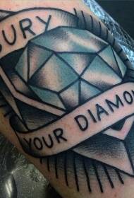 Ataúd de la vieja escuela Patrón de tatuaje de diamante con tiras de letras