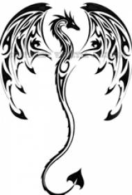 crna linija skica kreativni rukopis zmaja totem dominirajući tetovaža rukopis