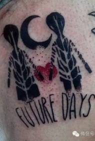 disegno del tatuaggio coppia colore gamba