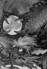 Traditionelt Dragon og Dragon Ball Tattoo Manuskript
